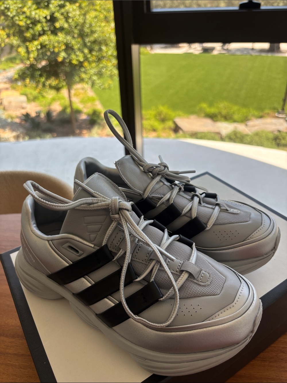 adidas Silver and Black Retro Runner Sneakers